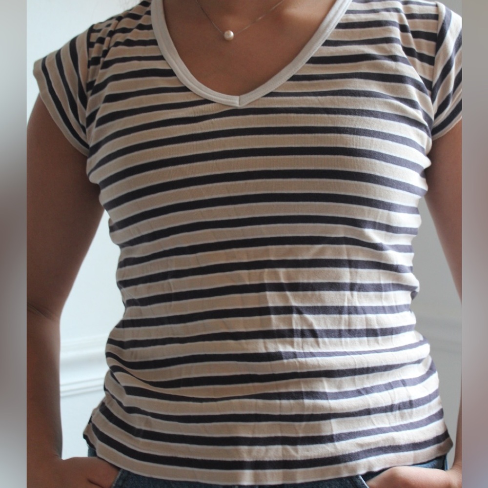 Striped V-Neck Women's Top